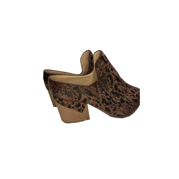 Comfort Cheetah Print Chunky Heel Open Back Shoes Size 7 - Picture 4 of 7